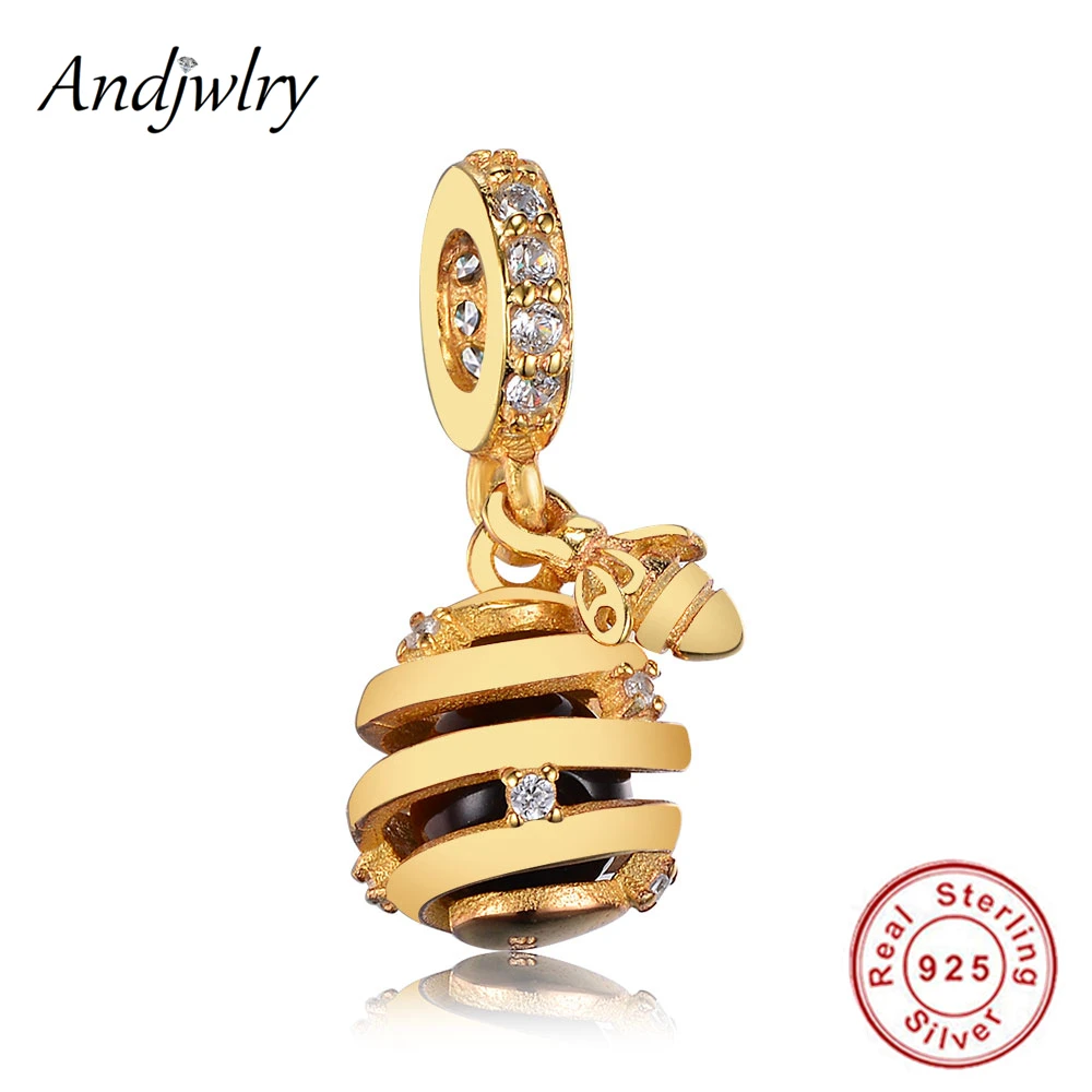 

Authentic 925 Sterling Silver Fit Pandora Charm Bracelet Original Beads Gold Bee Charm Bangle 925 Sliver DIY Jewelry Berloque