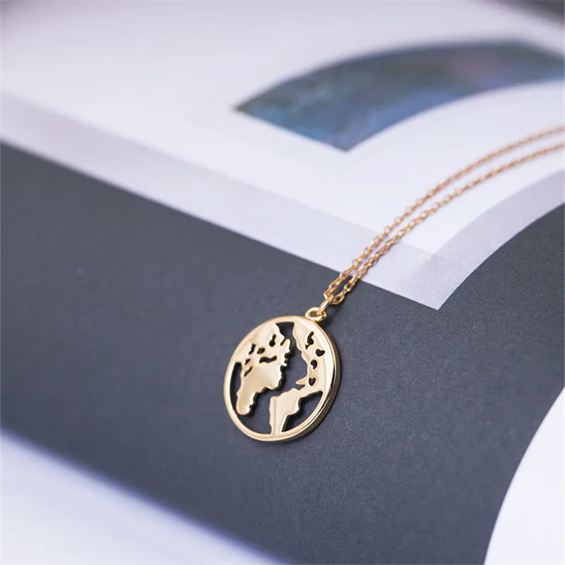 

LUSION Trendy Vintage Origami World Map Necklace Women Geometric Necklace Necklace Circle Necklaces & Pendants Choker Jewelry