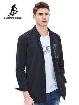 

Pioneer Camp New design long shirt men brand clothing fashion black trench style shirt male top quality casual shirts ACC703032