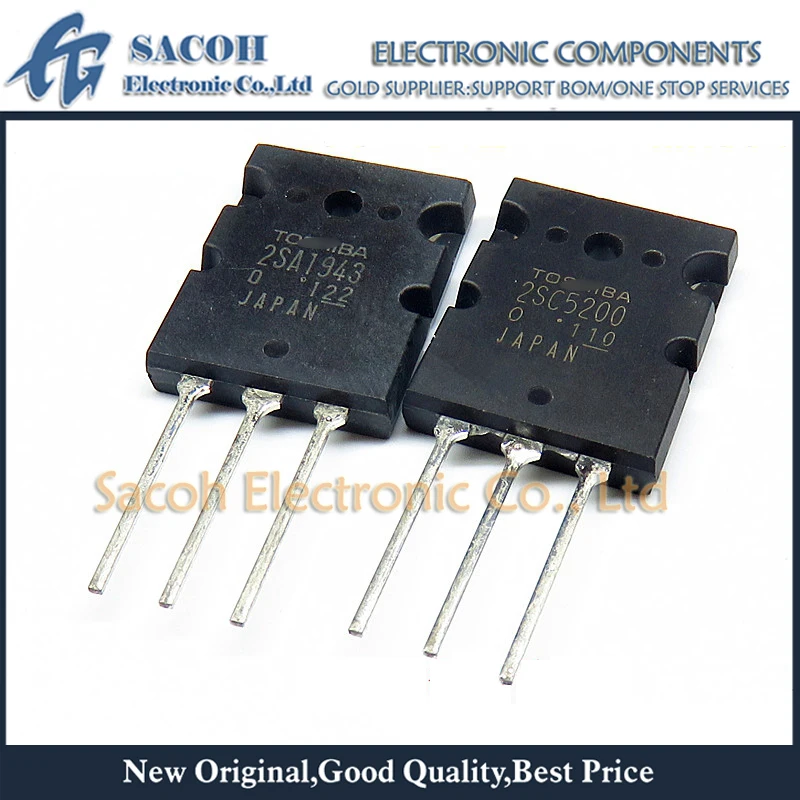 

Free Shipping 10Pairs 2SA1943 2SA1943-O + 2SC5200 2SC5200-O TO-3PL 150W New original NPN+PNP Power Amplifier Transistor