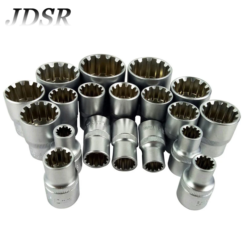 

JDSR19Pcs Inch Socket Wrench Set Inner Gear sleeve 12 Tooth Set For Car Bicycle Mechanic Repair Tools