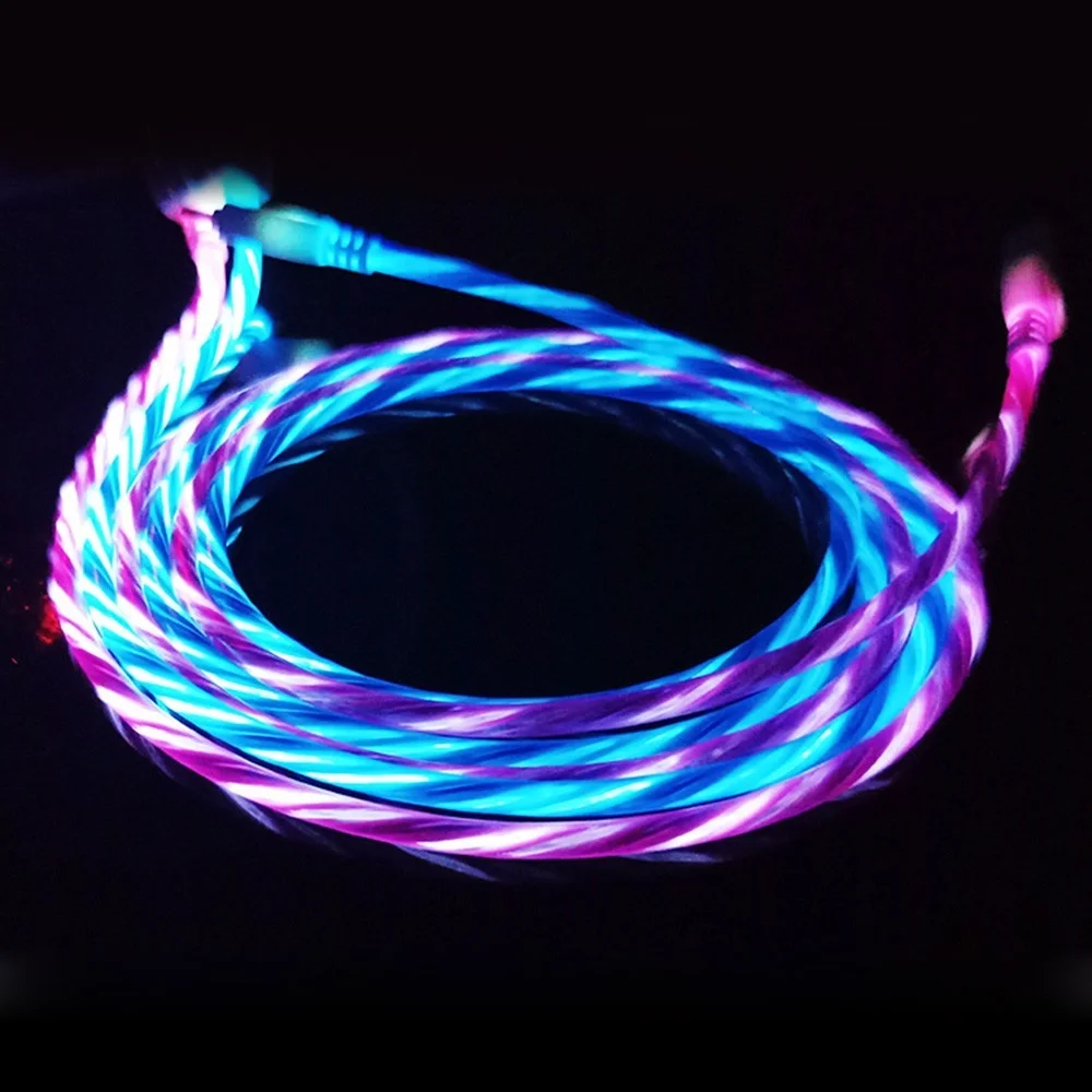 Светодиодный светящийся Micro USB Type C зарядный кабель для Iphone X 8 Huawei Honor 9 Lite Xiaomi Redmi Note