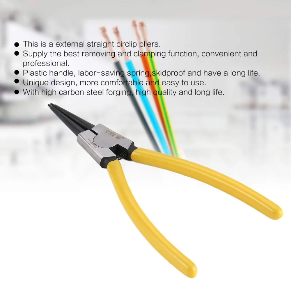 

TNI-U TU225SS 9 Inch Circlip Pliers External Straight Remove Retain Shaft Snap Ring Clamp Retainer DIY Spring Repair Hand Tool