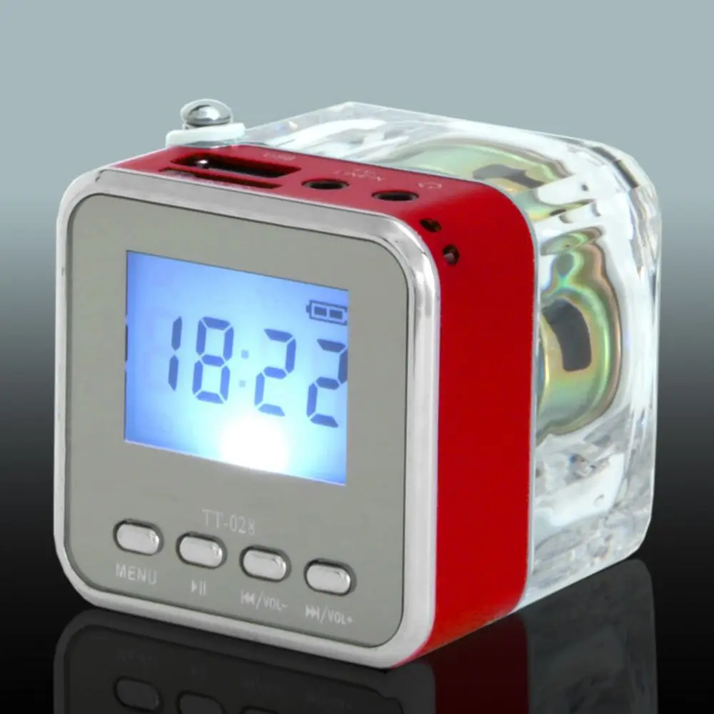 

40 NIZHI TT-028 Multi-Colors Loudspeaker LED Display Portable Mini Stereo Speaker USB FM SD for Iphone for MP3/PC