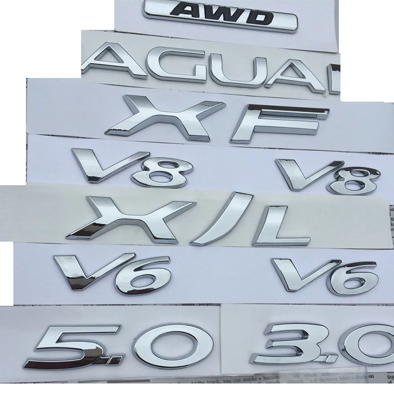 

V6 V8 AWD 3.0 5.0 XF XJL Letters Emblem for Jaguar Chrome Badge Fender Trunk Discharging Capacity Car Styling Logo Replacement