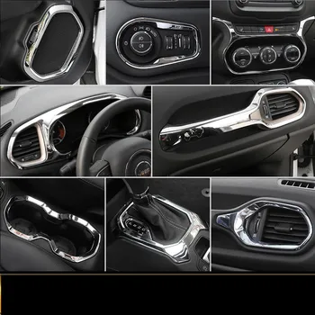 

Silver Air outlet Steering Wheel Navigation Dasgboard Headlight Buttons Decorated Frame For Jeep Renegade AAA274