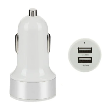 

Car Charger Adaptor Bullet Dual USB 2-Port for iPhone 4 5S Sam sung GALAXY Silver