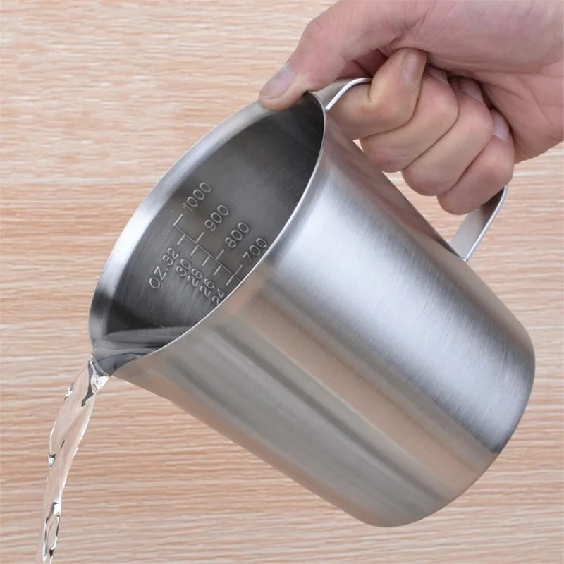 

Thicker 500ml/1000ml Measuring Cup Graduated/Baking/Liquid/Milk Coffee Stainless Steel Cup Pitcher Measure for Cooking Tool