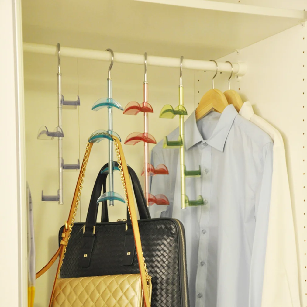

SDFC New 4-Hooks Handbag Bag Holder Shelf Hanger Hanging Rack Storage Organizer rear door Green