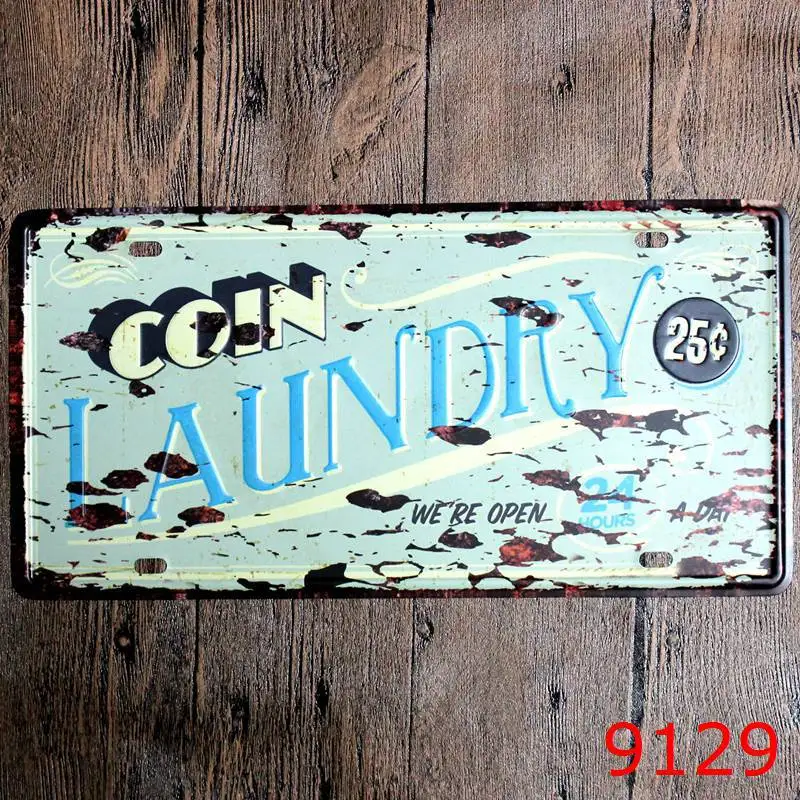 

COIN LAUNDRY Wall Sticker LAUNDRY ROOM Tin Sign Metal License Plate Antique Metal Tin Painting Coffee Shop Decor