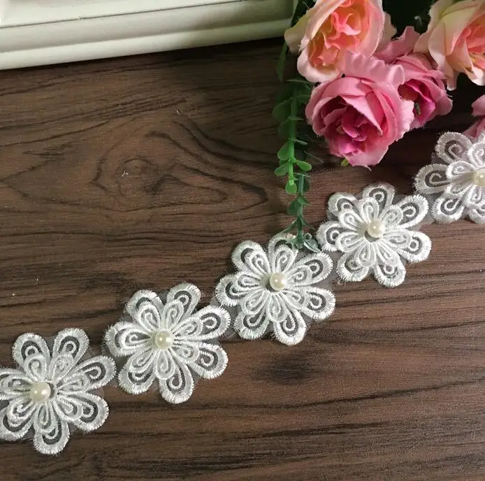 2 Yards/33Pieces Flowers Hot Lace Trim Double Layers Flower Sewing
