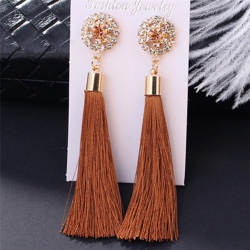 HTB1v1OdXpzsK1Rjy1Xbq6xOaFXaj - Bohemia Crystal Flower Tassel Earrings Handmade Red Blue Fringed Long Drop Earrings boucle d'oreille For Women Girl Jewelry Gift