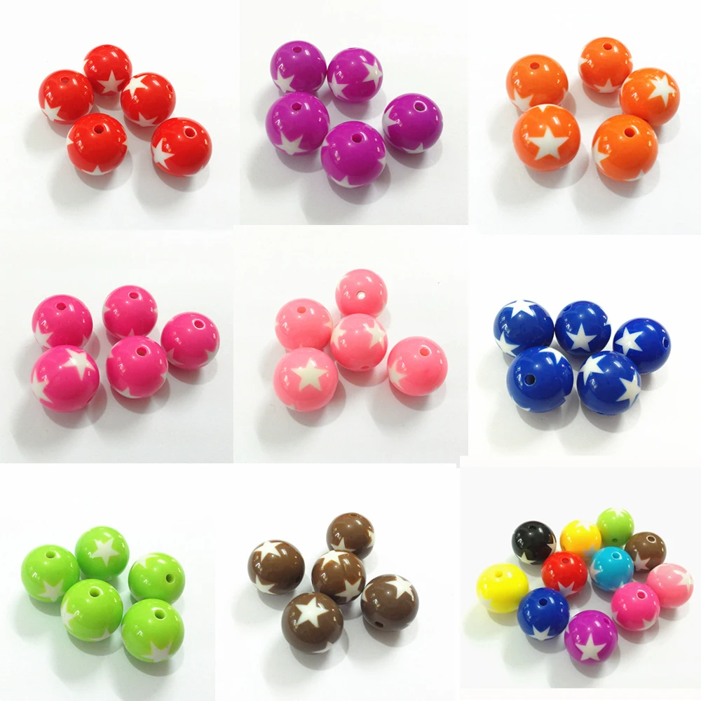

Wholesale ! 12mm-500pcs/bag ,16mm-200pcs/bag,20mm-100pcs/bag, Acrylic Round Solid Beads With Star Pattern(Choose Size/Color)
