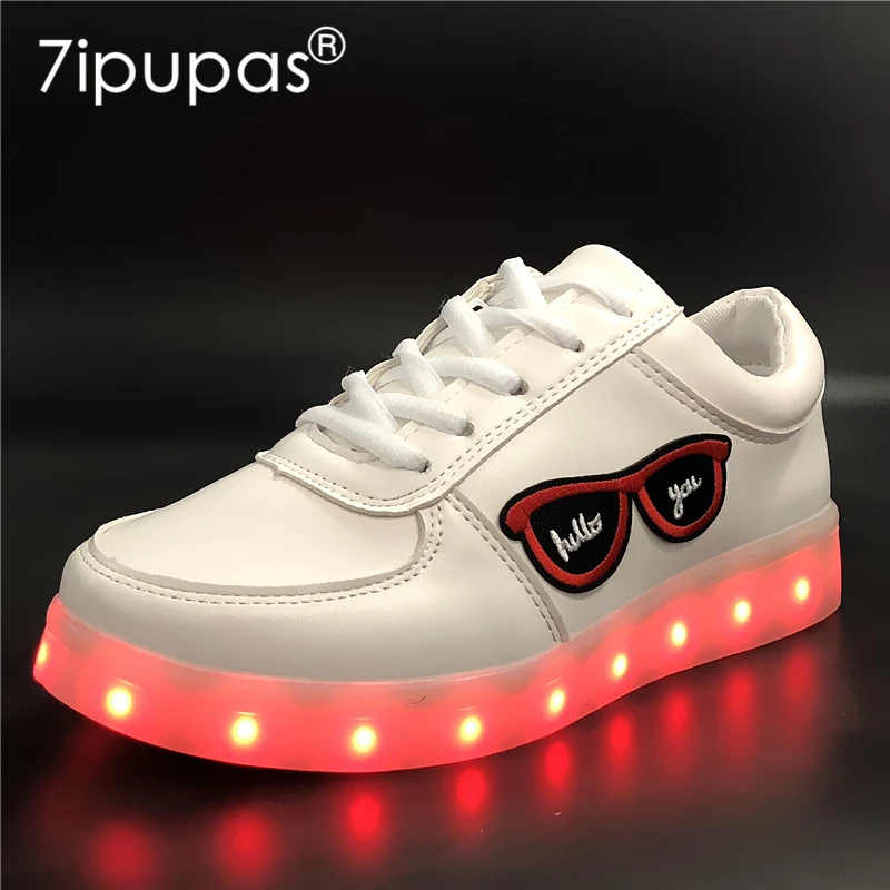 

7ipupas EUR 30-44 11 color led slippers Luminous Sneaker Embroidery kid sneaker glowing Boy&Girl Casual Kid Light Up shoe infant