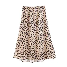Женская юбка с леопардовым принтом и высокой талией, пляжные юбки по колено, Сексуальные вечерние юбки Faldas, повседневные модные летние тонкие юбки Falda# F