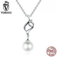 Unique Design Rose Flower Pearl Jewelry Authentic 925 Sterling Silver Jewelry Pearl Pendant Necklaces For Women Fine Jewelry