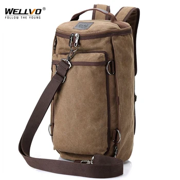 

Men Huge Luggage Travel Bag Army Green Bucket Backpack Multifunctional Canvas Backpacks Male Large Shoulder Bags Pack XA32C