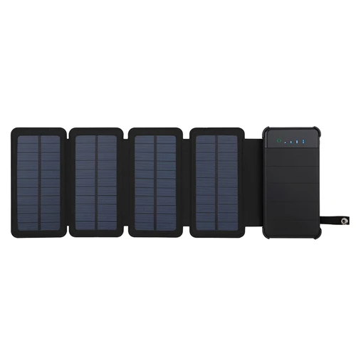 Солнечное зарядное устройство 10000 мАч портативное зарядное устройство солнечная панель двойной USB внешний аккумулятор универсальный внешний аккумулятор с светодиодный светильник для iPhone - Цвет: Black with 4 Solar