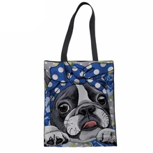 Для женщин сумки Kawaii Бостон терьер печати девушки плеча Сумки-холсты женский Для женщин s сумка кошелек Bolsa feminina