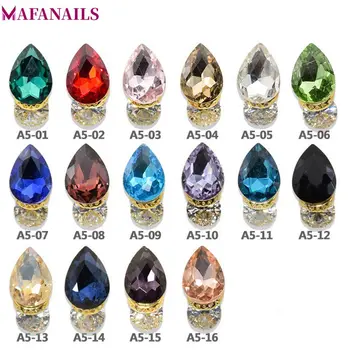 

10pcs New Teardrop Nail Gems Rhinestones 16 Colors 3d Alloy Gems Crystal AB Flat Back DIY Charm Nail Jewelry Decorations 10*20MM