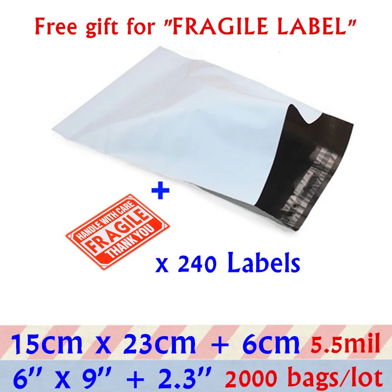 15x23cm White Small Packaging Shipping Envelope Bag 6X9''Gray Self seal