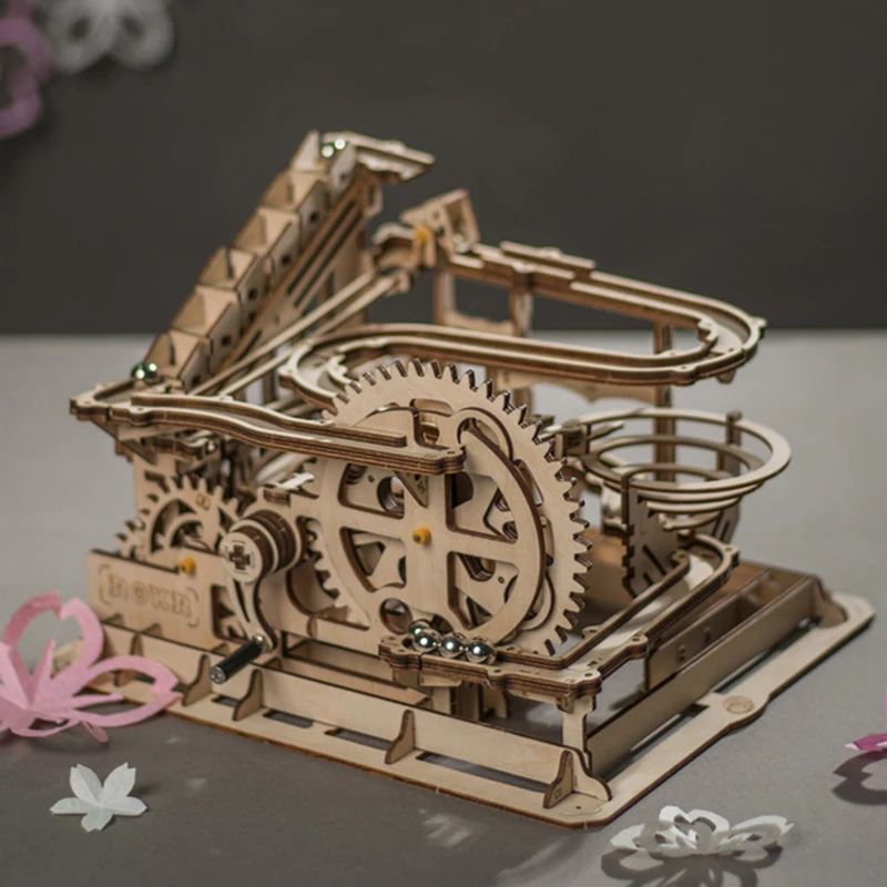 Economici Robud 4 Tipi FAI DA TE 3D Marble Run Gioco di Legno di Trasmissione ad Ingranaggi Corredi di Costruzione di Modello Giocattolo per I Bambini di Età LG501 LG504 per dropshipping