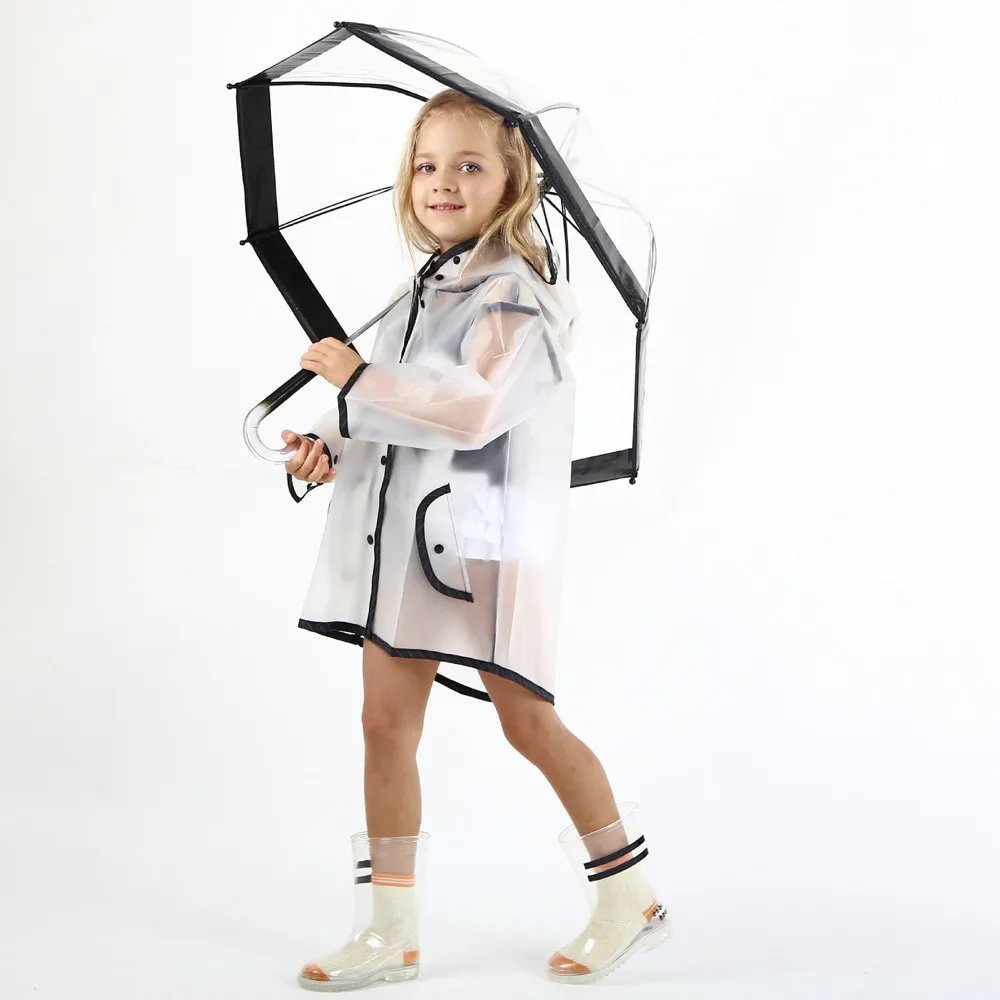 

ARLONEET Kids Boy Girl waterproof Raincoat Transparent Rain Tassels Dinosaur 3D Lightweight Rainwear Slicker Jacket EVA CJ02