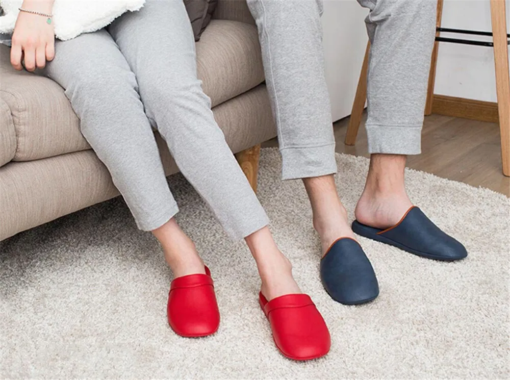 Men Women Leather Home Slippers (9)