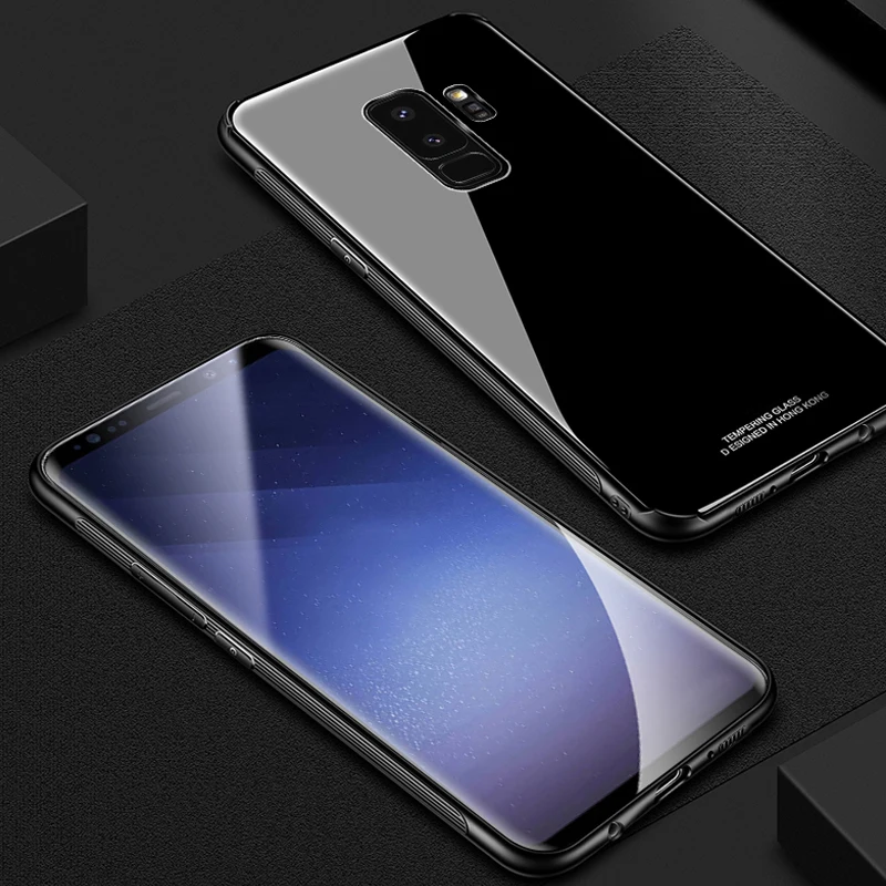 Чехол из закаленного стекла RZP для Samsung Galaxy S 8 9 NOTE задняя крышка Жесткий Бампер S8 S9