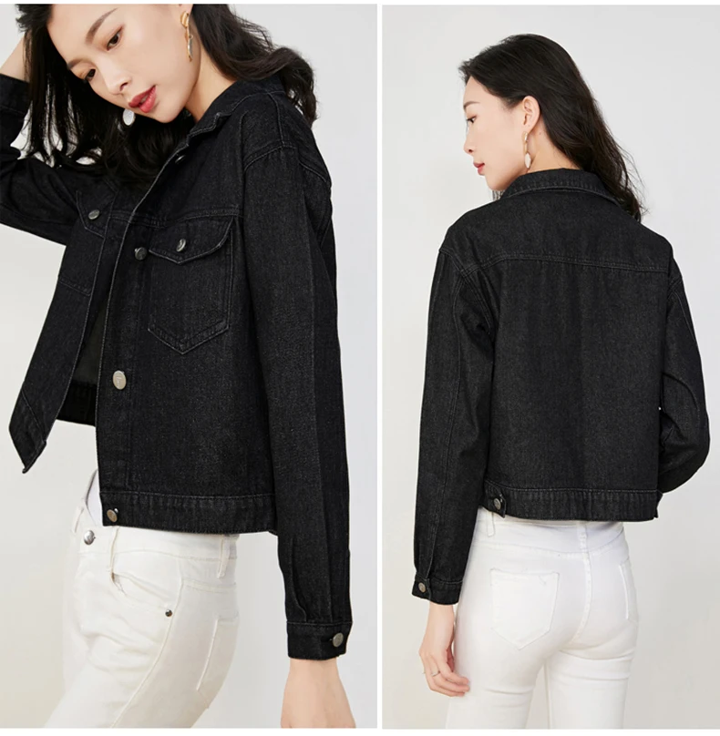 Basic Jeans Jacket Women Black Light blue Spring Autumn Woman Denim Womens Coat And Jackets Jean Slim Short Type Jacket Feminina (6)