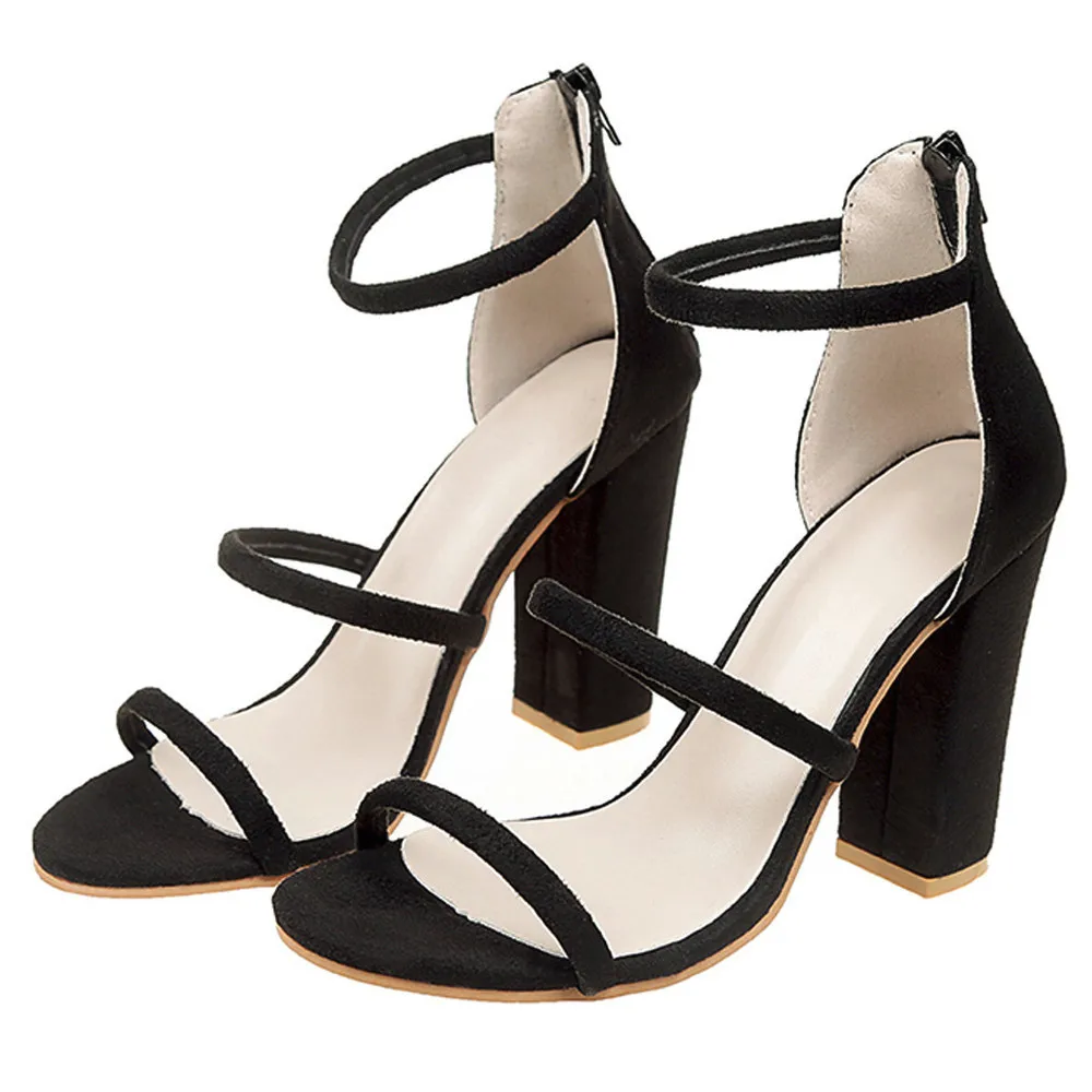 

Fashion Women Ladies Zip Sandals Ankle High Heels Block Party Open Toe Shoes
