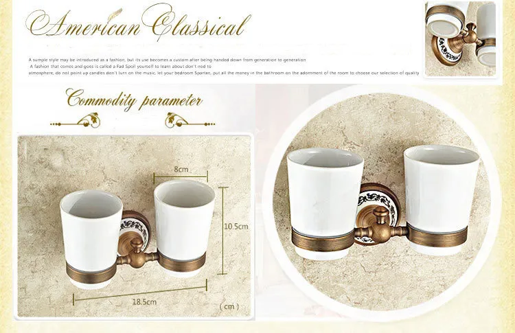 Brass antique porcelain Double tumbler cup holder toothbrush holder bathroom accessory sanitary ware bathroom furniture toilet