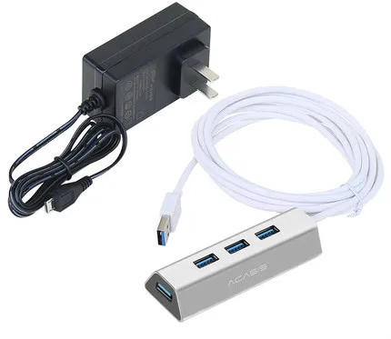 

Acasis HS0063 Aluminum 2m+Power Adaptor 4 Port 5Gbps USB 3.0 Splitter Super Speed with Micro USB Plug US