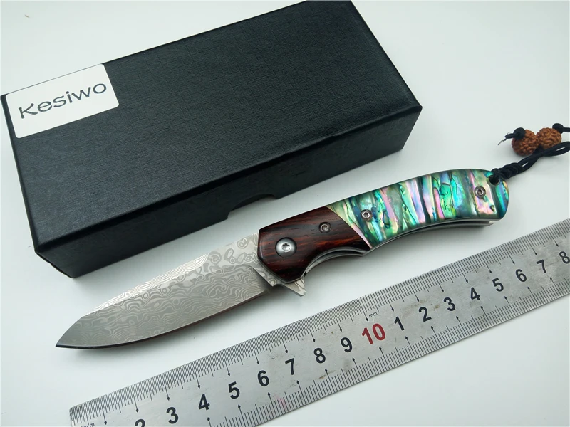 

KESIWO KS100 Damascus+VG10 Blade Pocket Folding Knife Utility EDC Camping Knives outdoor Fishing Knife With Ball Bearing System