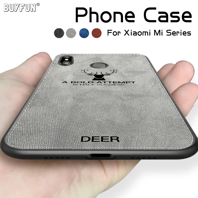 

Soft TPU edge Canvas Embossed Deer Phone Case For Xiaomi pocophone poco f1 mi8 mi 8 mi6 mi5 6 5 max 3 2 Case Soft Cloth Cover