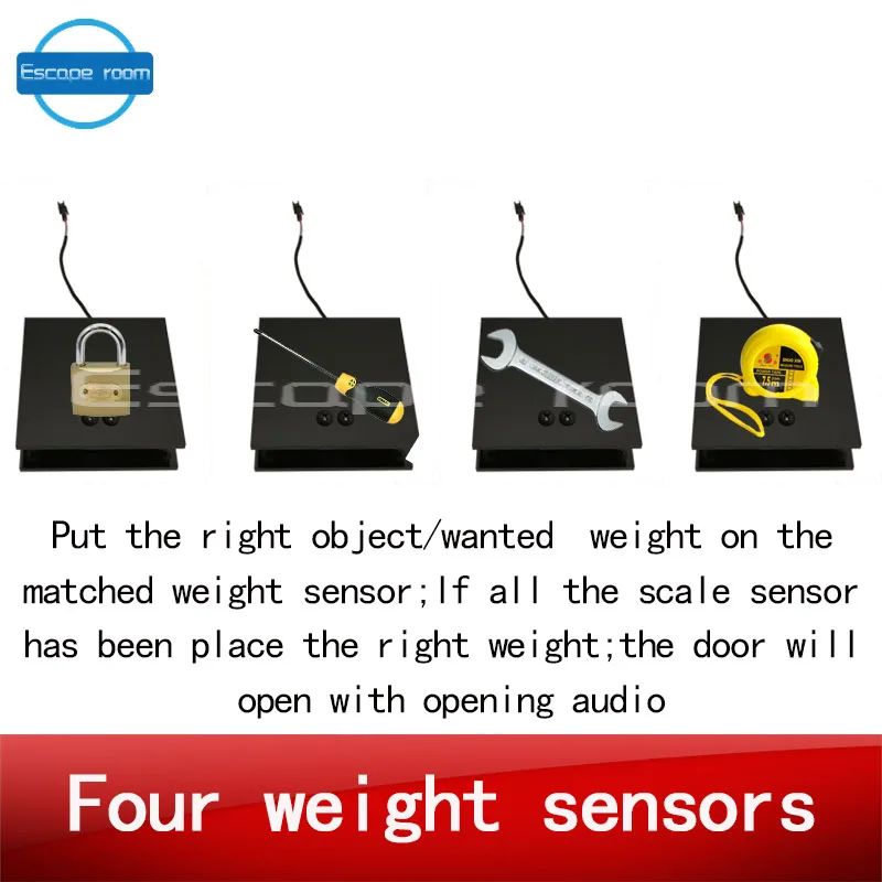 

555PROPS real life room escape prop put the right weight object on weight sensor to unlock chamber prop supplier