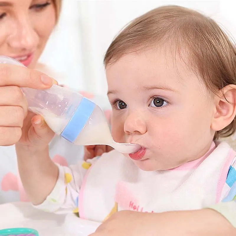 

Infant Baby Squeezing Feeding Spoon Silicone Training Scoop Rice Paste Feeding Bottle Cereal Food Supplement Feeder Tableware