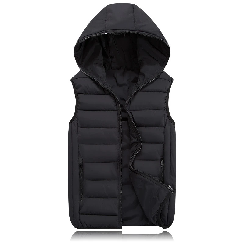 

2019 New Spring Autumn Sleeveless Jacket for Men Fashion Warm Hooded Male Winter Vest Light Plus Size Mens Work Vests Waistcoat