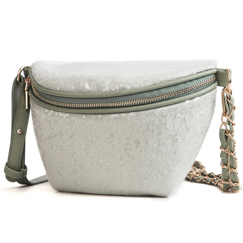 Женская Лазерная нагрудная поясная сумка, Женская поясная сумка на ремне, сумка на ремне, поясная сумка, сумки с блестками из искусственной кожи, модная голографическая сумка - Цвет: Зеленый