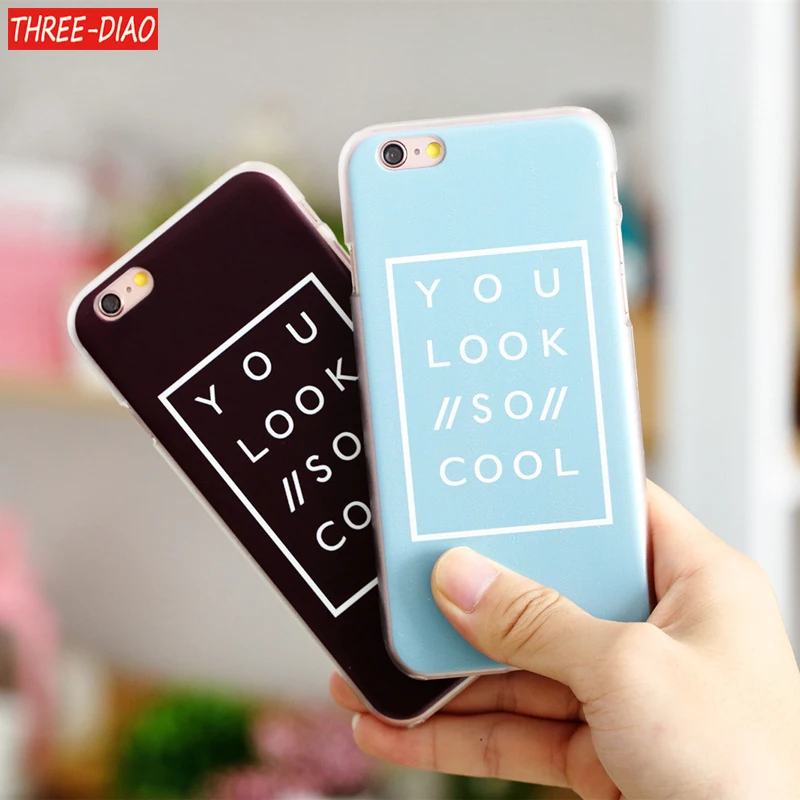 Goede THREE DIAO Mode je zo cool Hard PC Telefoon Gevallen Voor iphone 7 Case merk Voor iphone 7 8 6 6 s 5 SE 5 s Matte Cover Capa