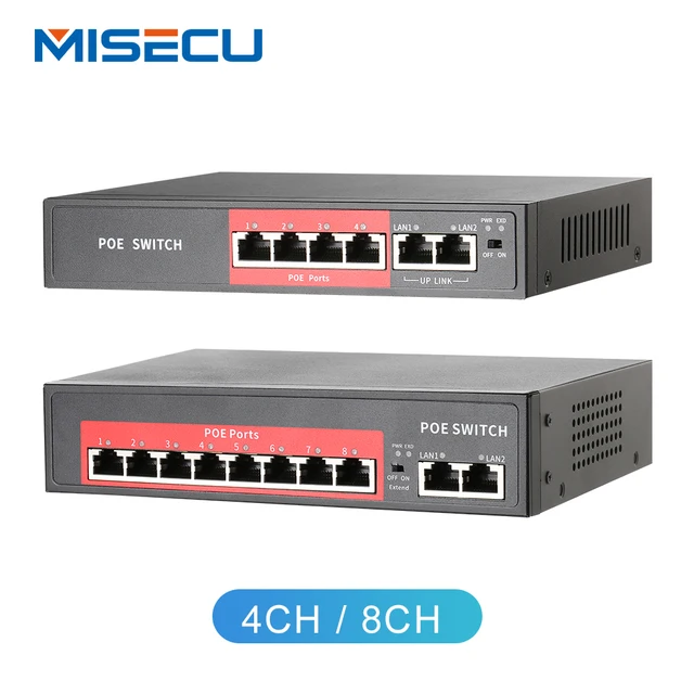$23.16 MISECU 48V Network POE Switch With 4/8 10/100Mbps Ports IEEE 802.3 af/at Over Ethernet IP Camera/Wireless AP/CCTV  Camera System