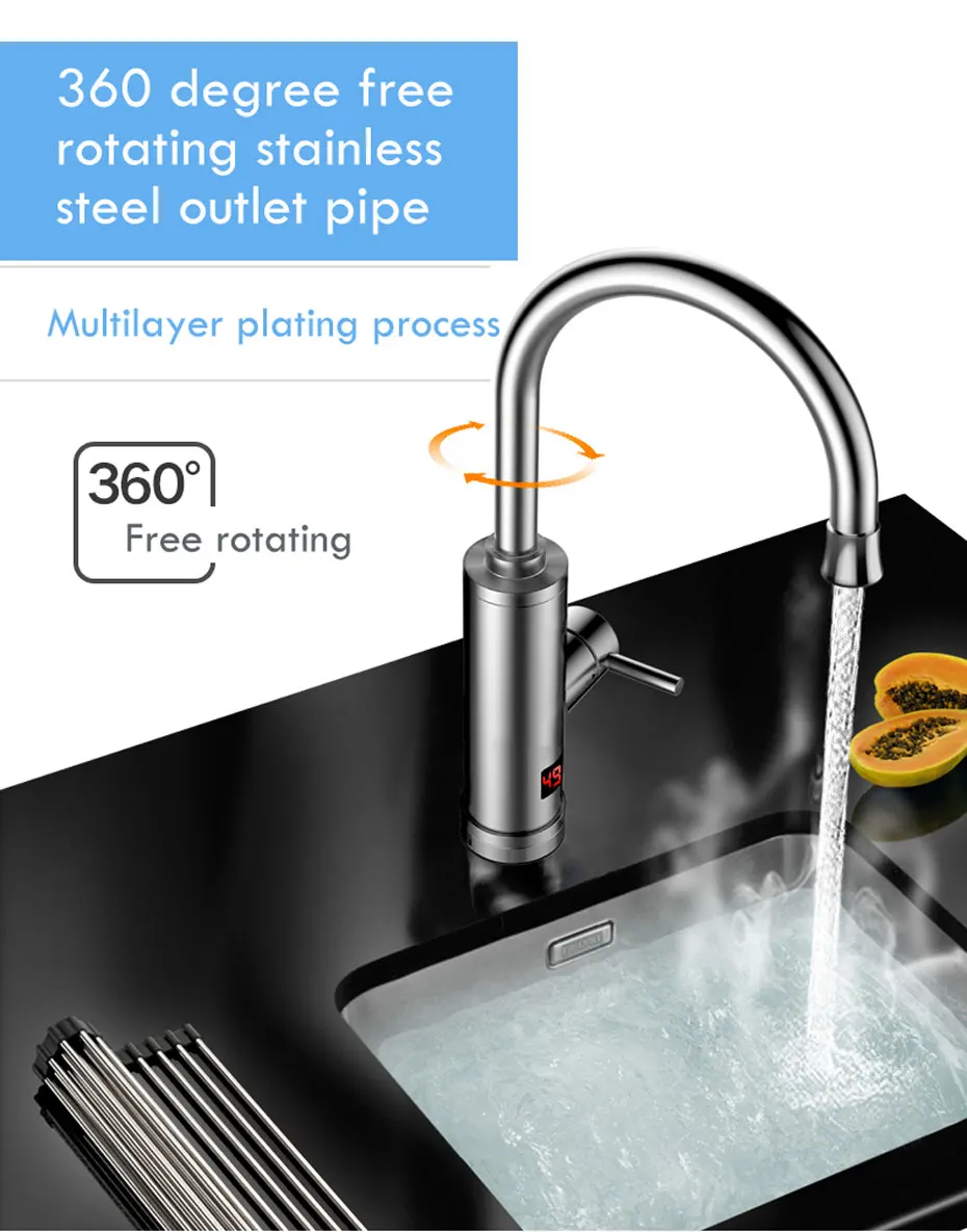 Ecofresh Electric Faucet Instant Water Heater Tap Faucet Heater Cold Heating Faucet Tankless Instantaneous Water Heater