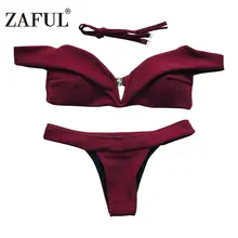 Zaful 2017 Новый Лето V Окунитесь С Плеча Женщины Купальник Бикини Установить Бразильский Biquini Сексуальные Купальный Костюм Купальники