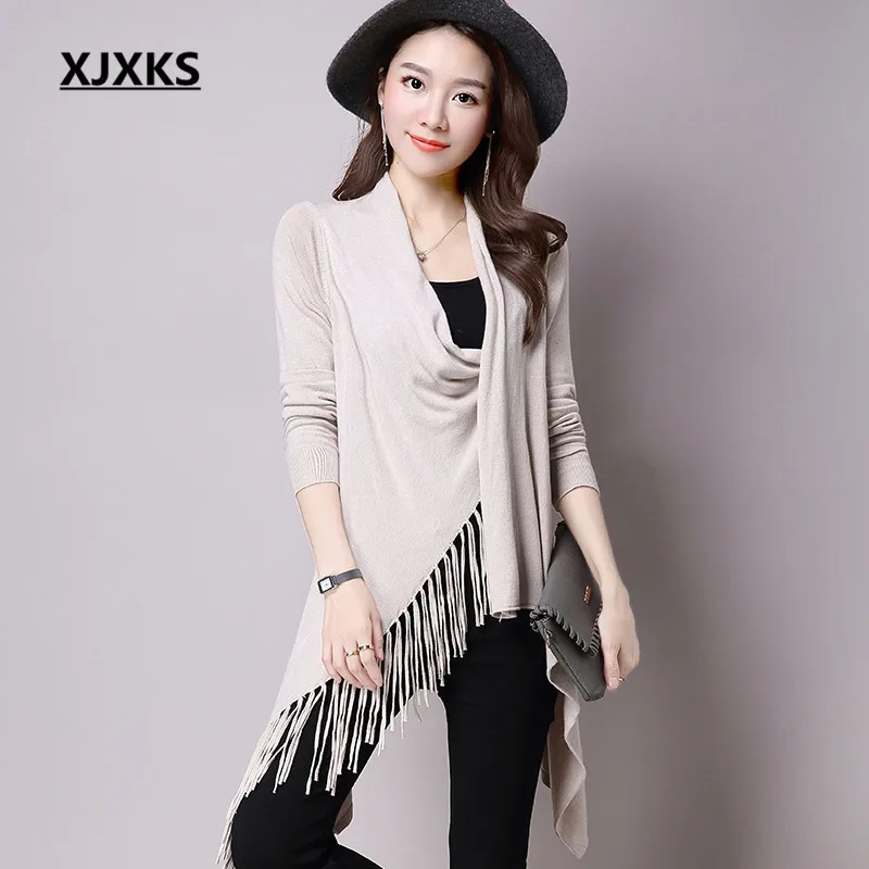 New 2017 Spring and autumn women sweaters High quality female cashmere cardigan thin fashion tassel sweater