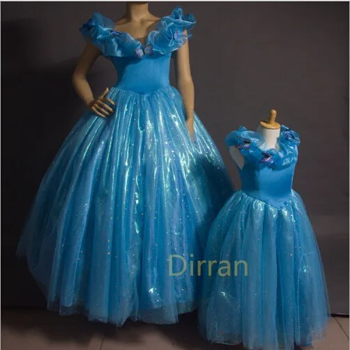 Бесплатная доставка Новое поступление Лидер продаж костюм принцессы взрослых Золушка костюмы Для женщин синий платье Золушки