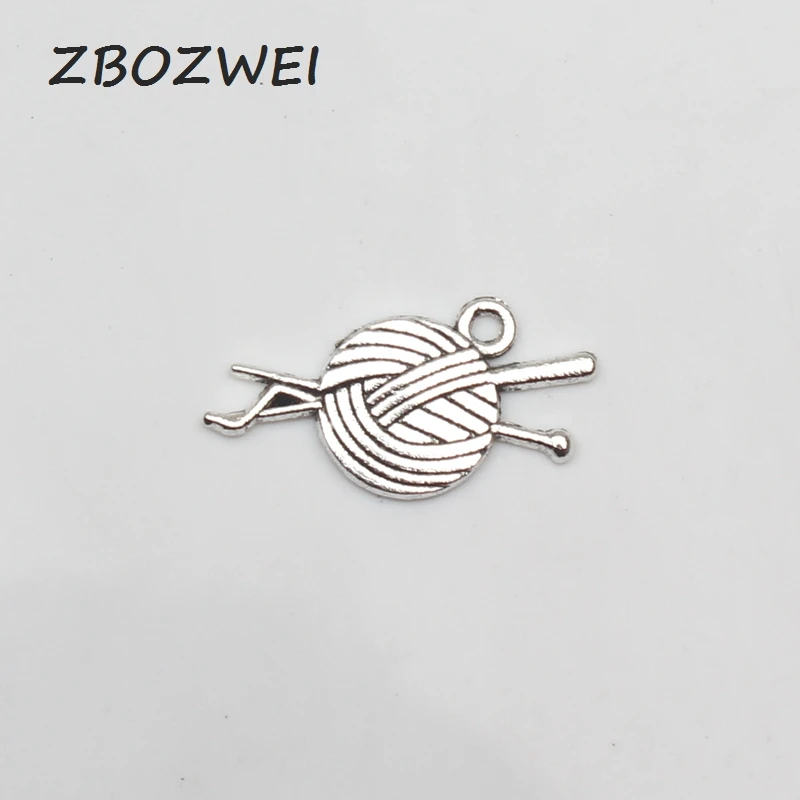 

15pcs Charms yarn ball knit crochet 26*12mm Antique Tibetan Silver Pendant Accessories DIY Vintage bracelet Necklace Handmade