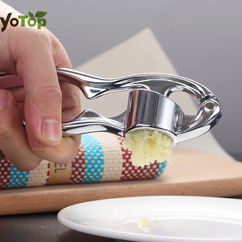 

YOTOP Round Stainless Steel Squeeze Tool Zinc Alloy Crusher Garlic Presses Hand Press Garlic Ginger Presser Slicer Masher