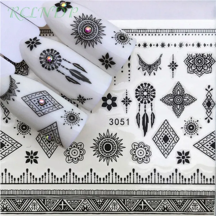 

Nail sticker art decoration slider Mandala Dreamcatcher lotus adhesive Water decals manicure lacquer accessoires polish foil