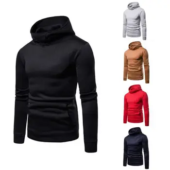 

Men's fleece big yards pure color hooded men's fleece