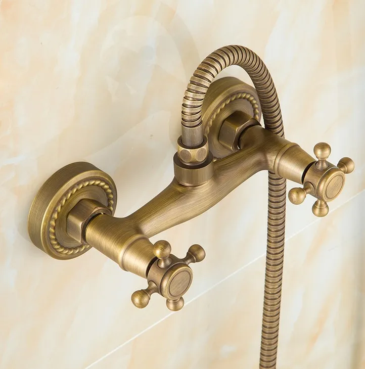 Buy 2016 Vintage Antique Brass Design Bathroom Shower Faucet Set Wall